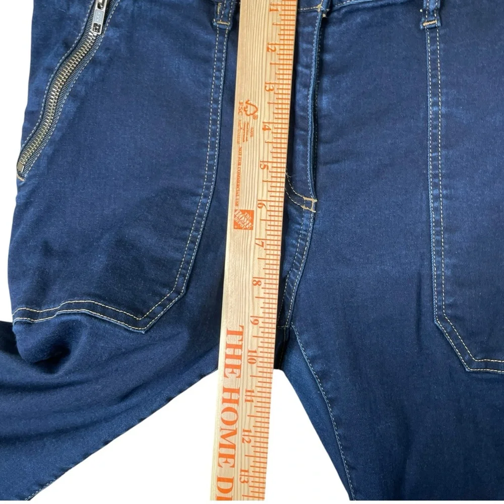 Veronica Beard Women 10 Denim Joggers Jeans Ankle Button Blue Stretch Mid Rise